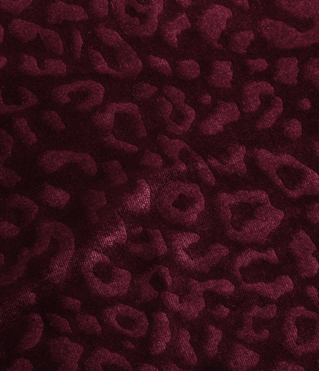 High Waisted Ruched Asymmetric Velvet Leopard Print Midi Party Skirt — Crimson Wild — view 7