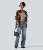 Low Rise Straight Leg Casual Jeans with Pockets — Sunset Blue Denim — view 7