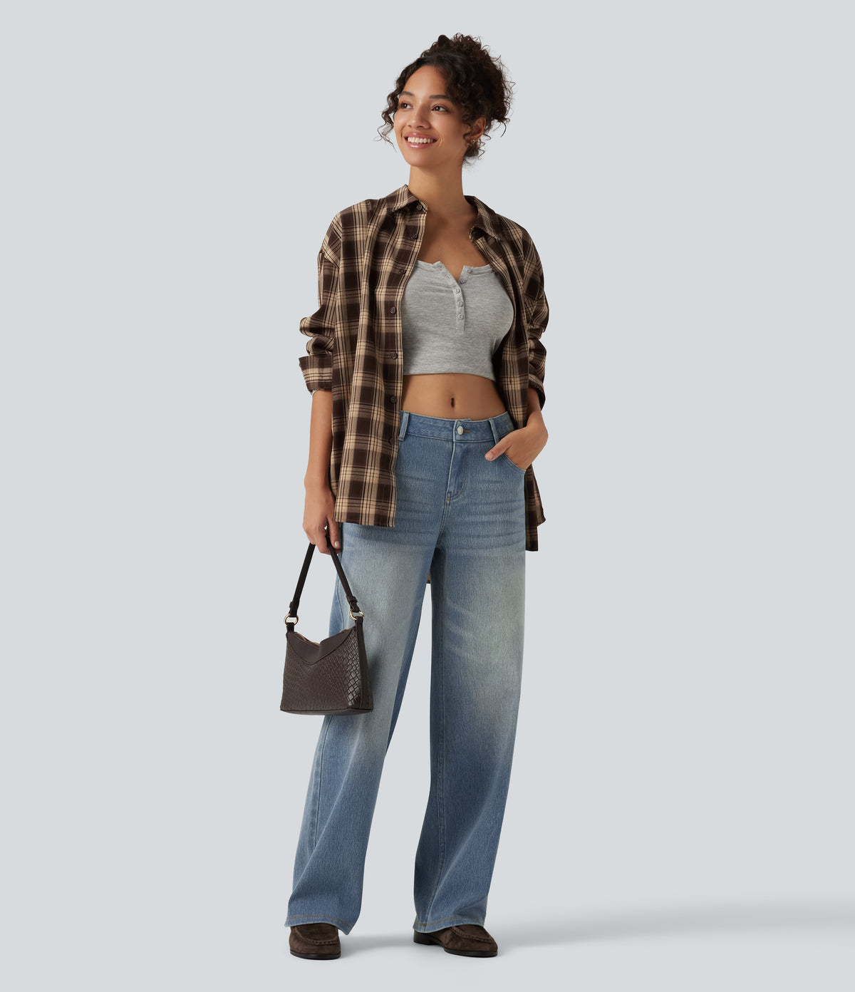 Low Rise Straight Leg Casual Jeans with Pockets — Sunset Blue Denim — view 7