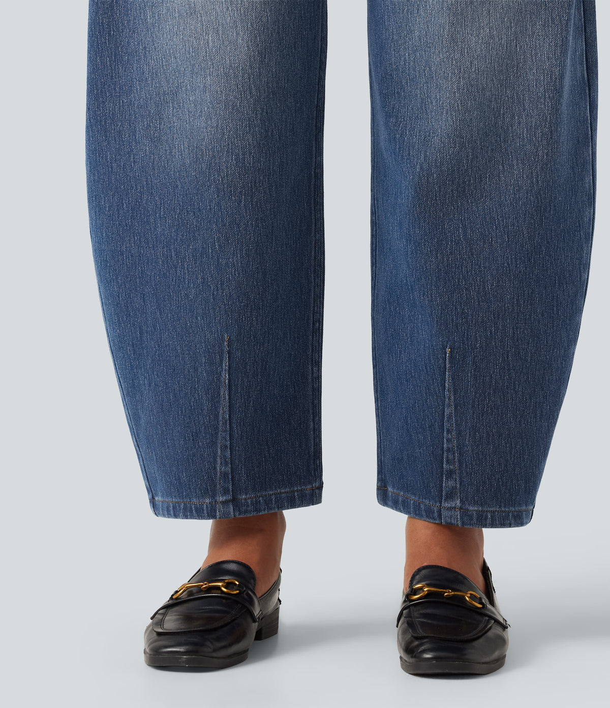 Mid Rise Barrel Leg Casual Jeans with Pockets — Tide Blue Denim — view 6