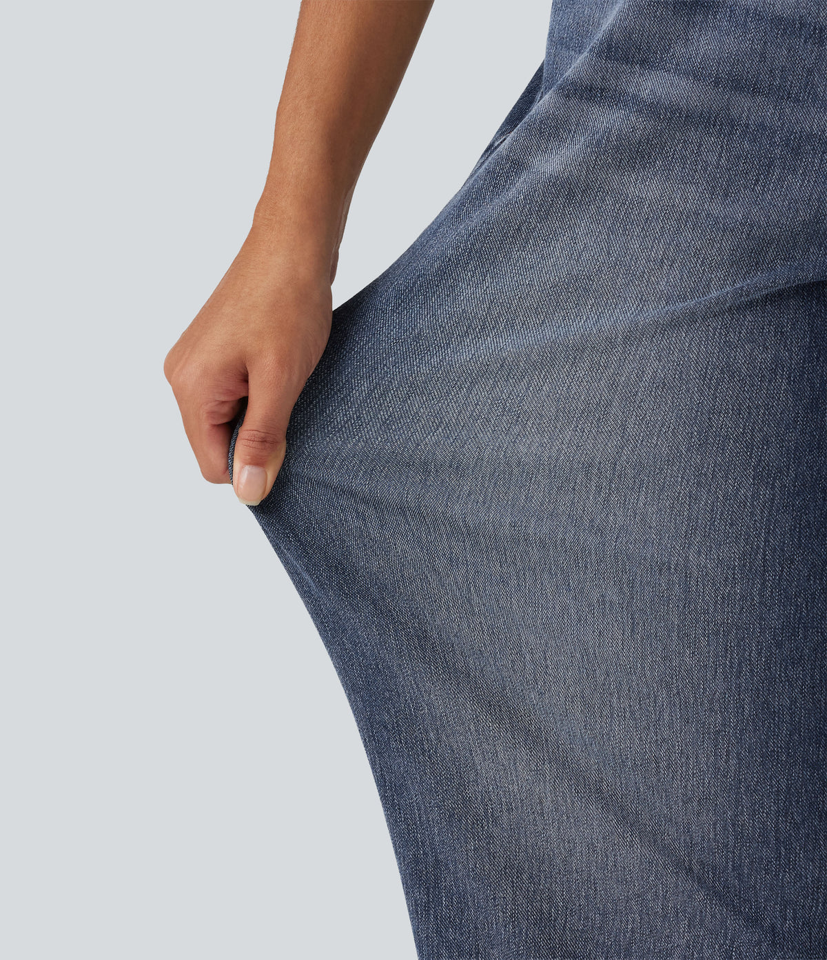 Mid Rise Barrel Leg Casual Jeans with Pockets — Estate Blue Denim — view 6