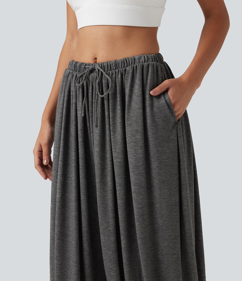 Mid Rise Drawstring Dance Joggers with Pockets — Darl Gray Floral Yarn — view 5