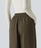 High Waisted Baggy Work Trousers with Pockets — Teak — view 5