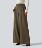 High Waisted Baggy Work Trousers with Pockets — Teak — view 3