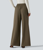 High Waisted Baggy Work Trousers with Pockets — Teak — view 2
