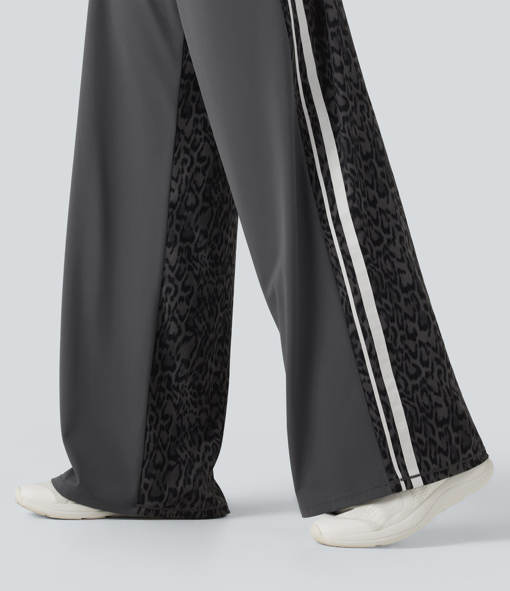 Leopard Print High Waisted Tummy Control Yoga Trousers with Pockets — Shadow Leopard — view 7