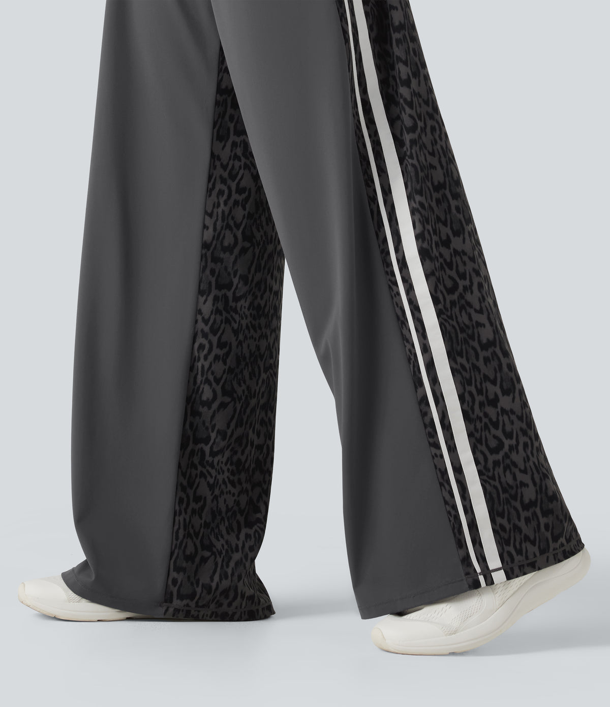 Leopard Print High Waisted Tummy Control Yoga Trousers with Pockets — Shadow Leopard — view 7