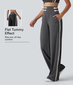 Leopard Print High Waisted Tummy Control Yoga Trousers with Pockets — Shadow Leopard — view 1