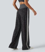 Leopard Print High Waisted Tummy Control Yoga Trousers with Pockets — Shadow Leopard — view 2