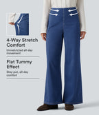 High Waisted Tummy Control Casual Jeans with Pockets — Gulf Stream Blue Denim — view 1
