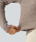 High Neck Long Sleeve Slim Work Jumper — Savannah Tan — view 7