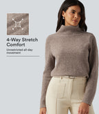 High Neck Long Sleeve Slim Work Jumper — Savannah Tan — view 1