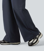 Water Repellent Wear-Resistant Mid Rise Drawstring Baggy Casual Cargo Trousers with Pockets — Polar Night — view 7