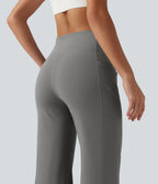 High Waisted Tummy Control Gathered Hem Yoga Trousers with Pockets — Silent Storm — view 5