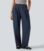 Low Rise Inner Drawstring Barrel Leg Casual Trousers with Pockets — Insignia Blue — view 1