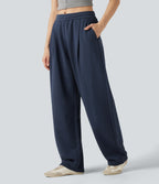 Low Rise Inner Drawstring Barrel Leg Casual Trousers with Pockets — Insignia Blue — view 3