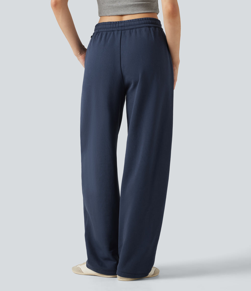 Low Rise Inner Drawstring Barrel Leg Casual Trousers with Pockets — Insignia Blue — view 2