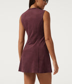 A-Line Sleeveless Suede Mini Casual Dress with Pockets — Chocolate Truffle — view 6