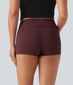 Flow Pet Hair Resistant Low Rise Skinny Casual Shorts 3" — Tawny Port — view 3