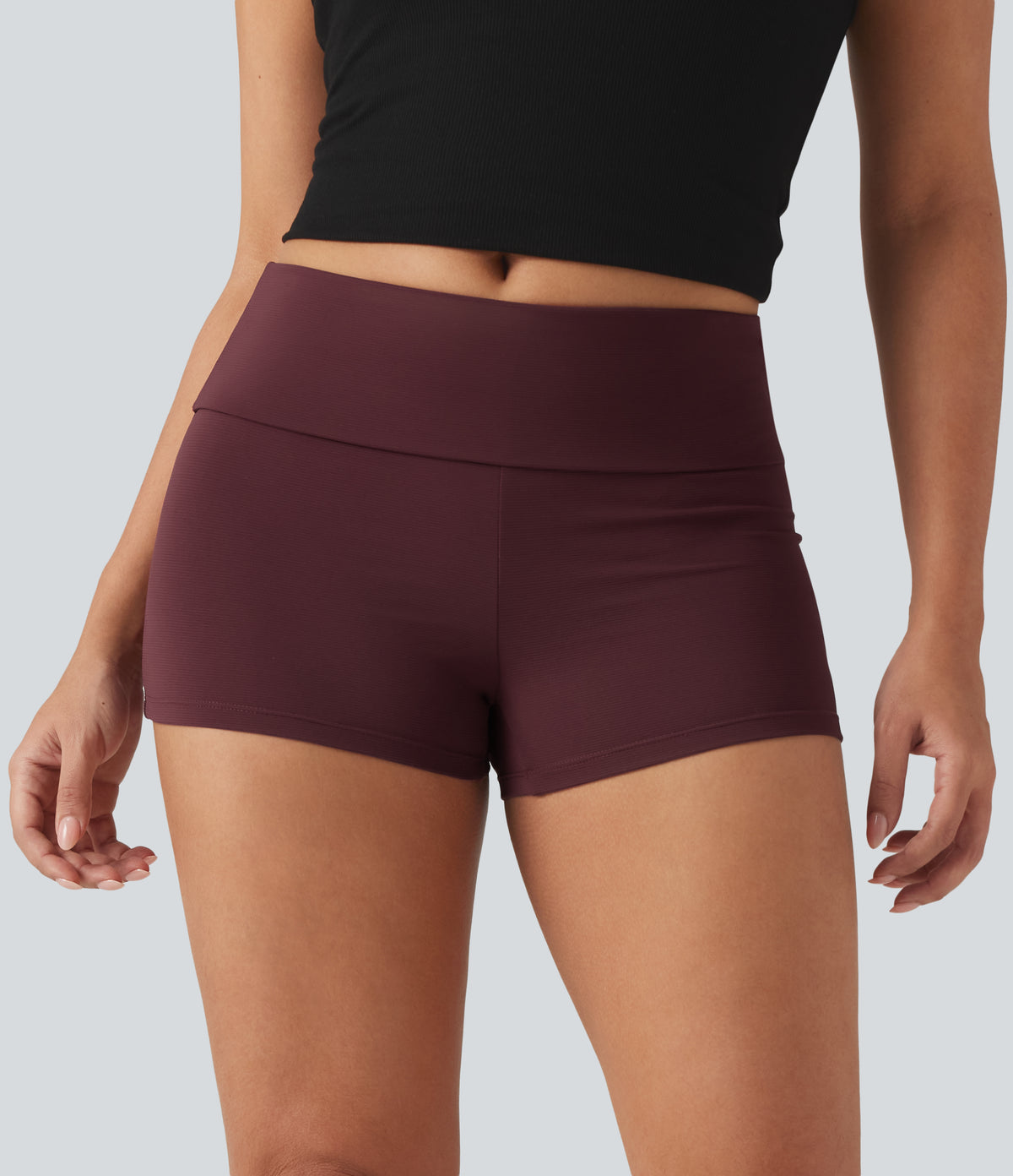 Flow Pet Hair Resistant Low Rise Skinny Casual Shorts 3" — Tawny Port — view 2