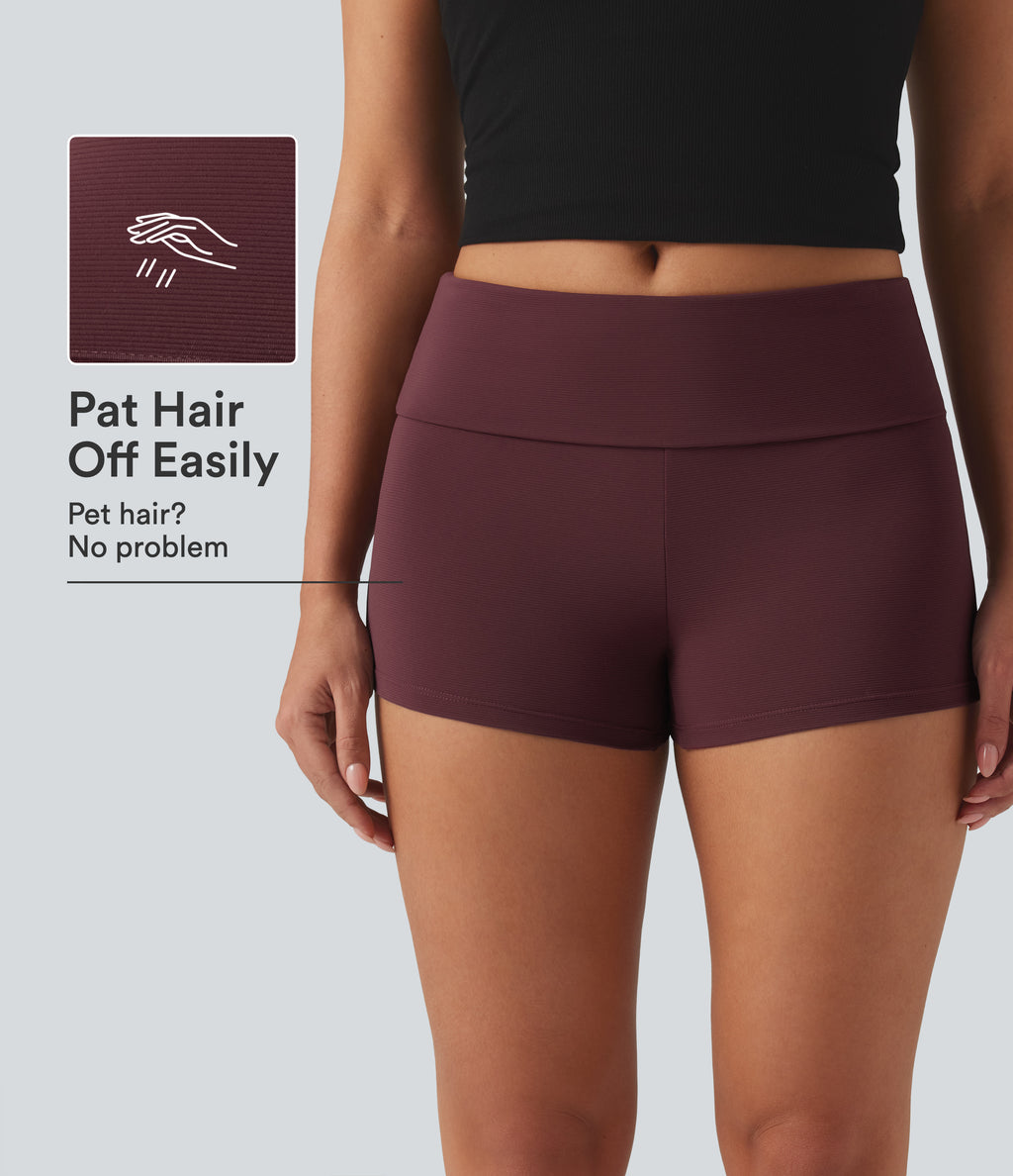 Flow Pet Hair Resistant Low Rise Skinny Casual Shorts 3" — Tawny Port — view 1