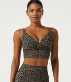 Leopard Print Light Support Molded Cups Push-Up Yoga Sports Bra — Desert Taupe Leopard — view 7