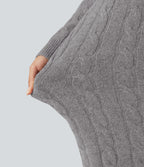 Round Neck Long Sleeve Midi Work Dress — Gull Gray — view 5