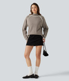 Mock Neck Raglan Long Sleeve Color Block Work Jumper — Simply Taupe — view 7