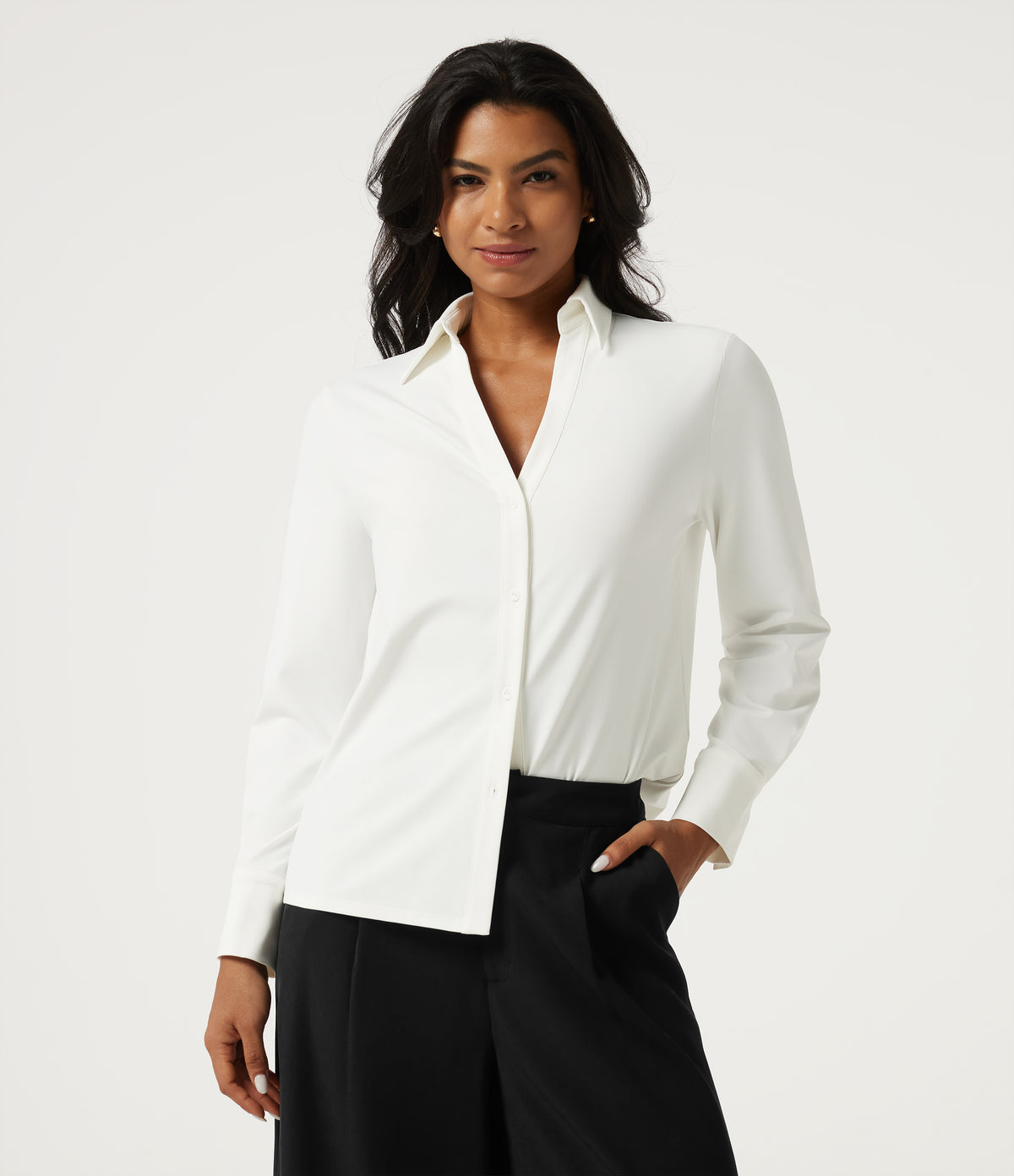 Long Sleeve Work Shirt — White — view 3
