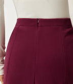 High Waisted A-Line Corduroy Midi Casual Skirt with Pockets — Pomegranate — view 6