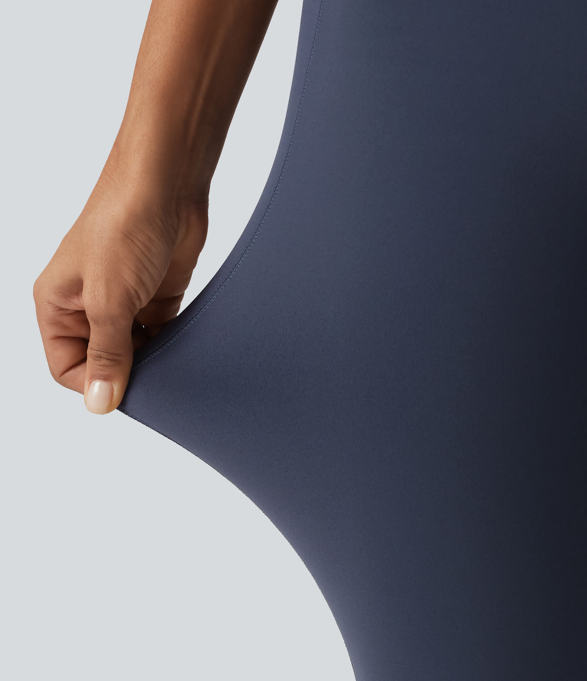 High Waisted Lace Up Flare Yoga Leggings with Pockets — Mood Indigo — view 7