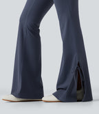 High Waisted Lace Up Flare Yoga Leggings with Pockets — Mood Indigo — view 6