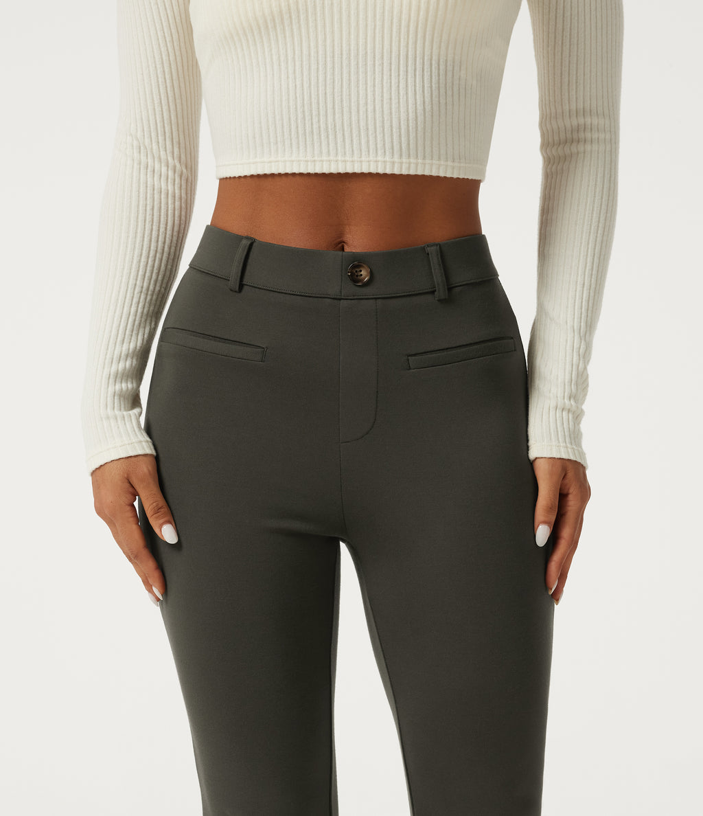 Mid Rise Tapered Work Trousers with Pockets — Forest Night — view 4