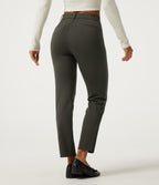 Mid Rise Tapered Work Trousers with Pockets — Forest Night — view 2