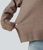 Round Neck Long Sleeve Casual Jumper with Scarf — Oatstone Beige — view 8