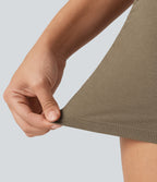 Ribbed Knit Low Rise Ruched Casual Shorts 3'' — Shitake — view 6