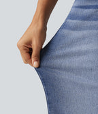 High Waisted Straight Leg Casual Jeans with Pockets — Tide Blue Denim — view 7