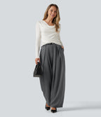 High Waisted Baggy Work Trousers with Pockets — Poppy Seed — view 7