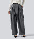 High Waisted Baggy Work Trousers with Pockets — Poppy Seed — view 4