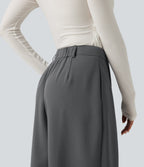 High Waisted Baggy Work Trousers with Pockets — Poppy Seed — view 5