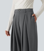 High Waisted Baggy Work Trousers with Pockets — Poppy Seed — view 6
