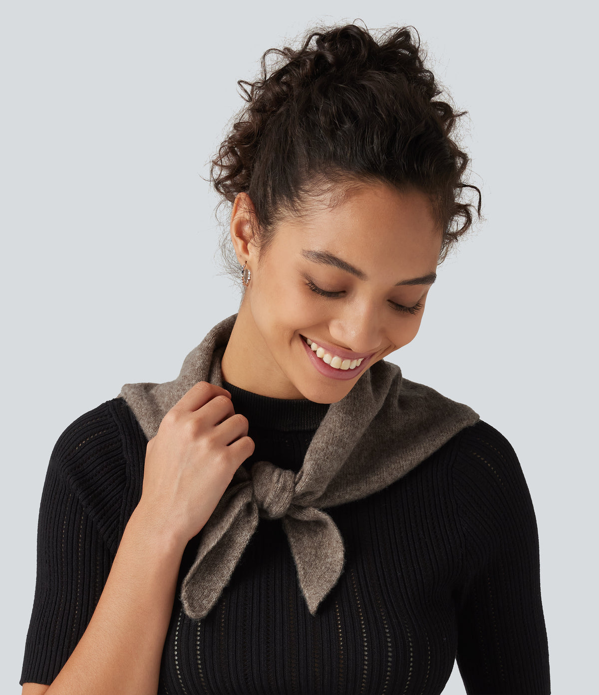 Knit Sweater Scarf — Earthy Brown — view 2