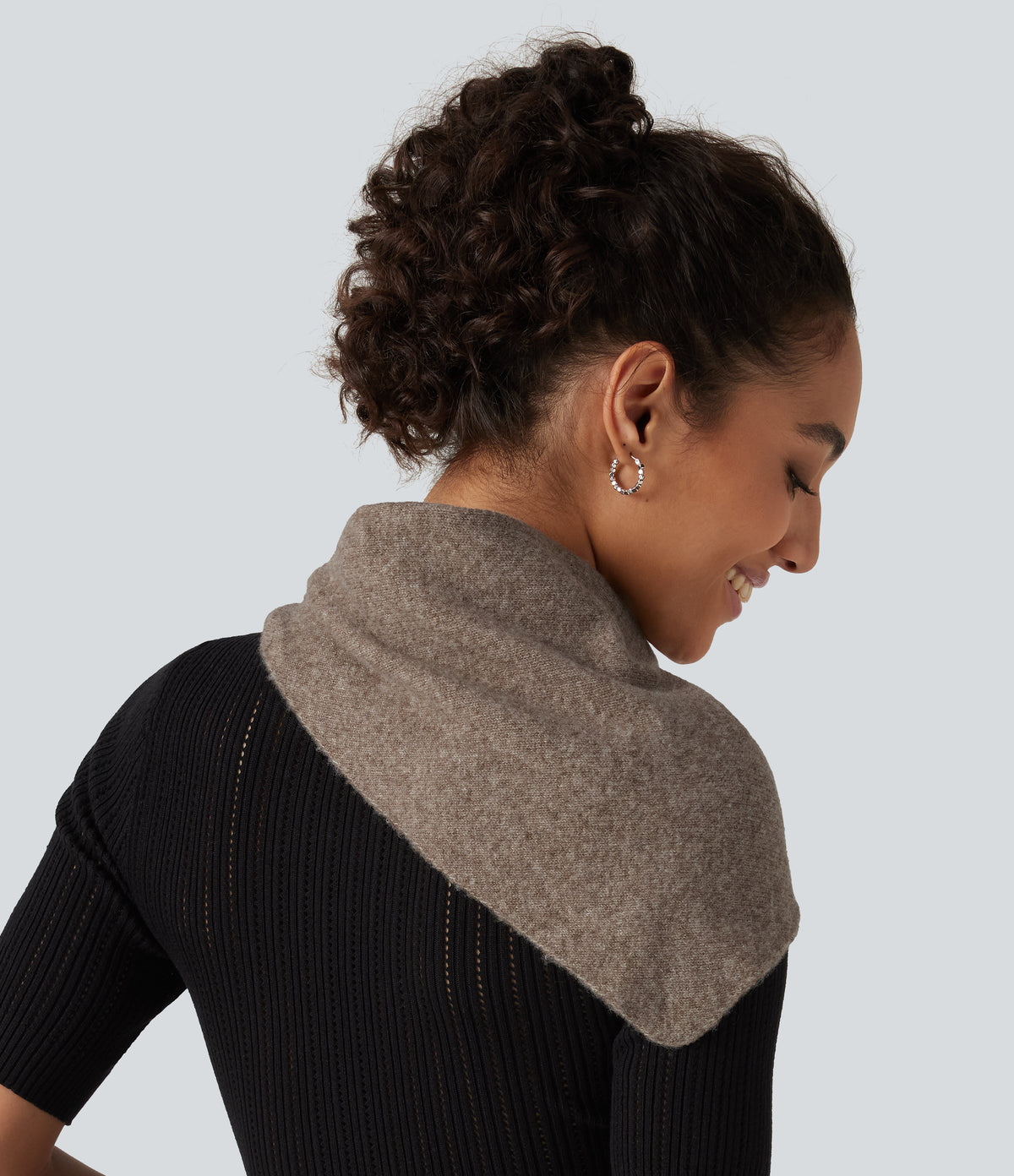 Knit Sweater Scarf — Earthy Brown — view 5