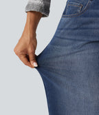 Low Rise Wide Leg Casual Jeans with Pockets — Tide Blue Denim — view 6