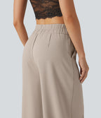 High Waisted Baggy Work Trousers with Pockets — Doeskin — view 5