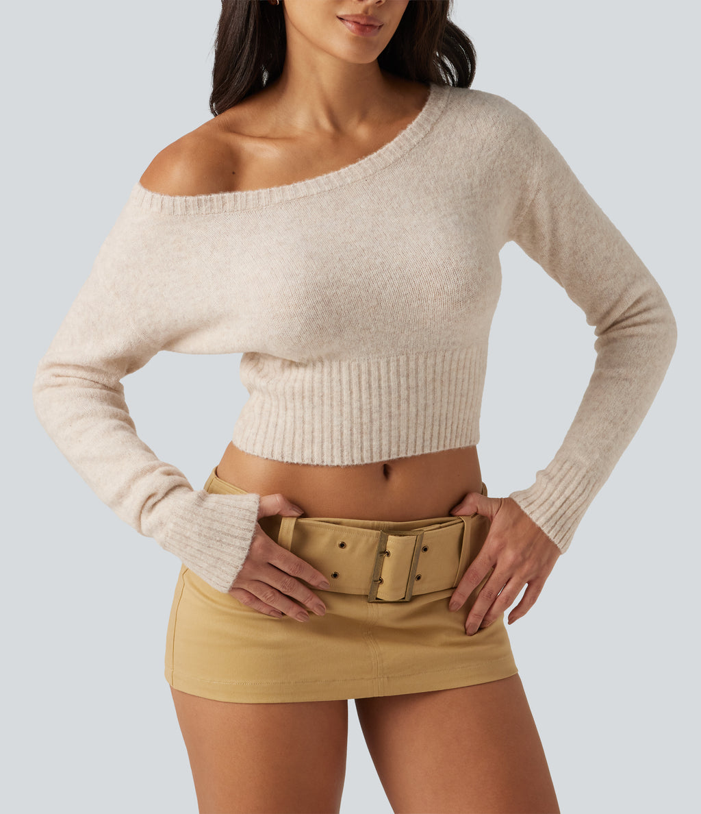 One Shoulder Batwing Long Sleeve Casual Jumper — Nova Scotia — view 5