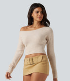 One Shoulder Batwing Long Sleeve Casual Jumper — Nova Scotia — view 4