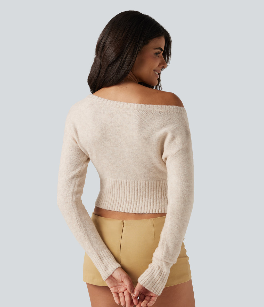 One Shoulder Batwing Long Sleeve Casual Jumper — Nova Scotia — view 2