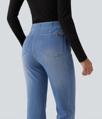 Mid Rise Bootcut Casual Jeans with Pockets — Vallarta Blue Denim — view 4