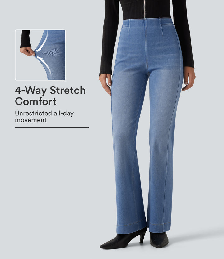Mid Rise Bootcut Casual Jeans with Pockets — Vallarta Blue Denim — view 1